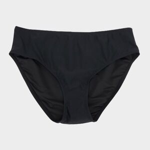 Halcurt Mid Rise Bikini Swim Bottoms Large 12-14 Black Solid Full Coverage Lined